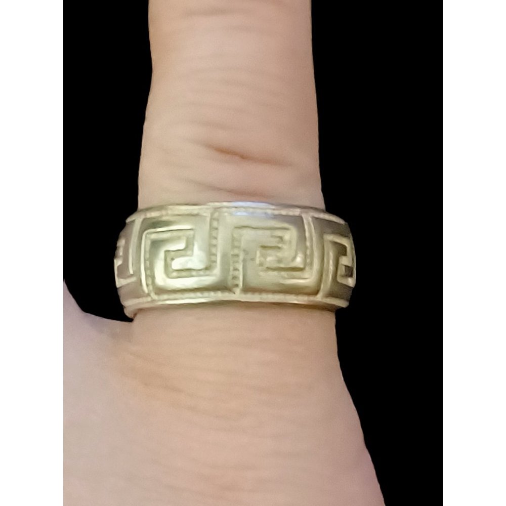 Milor Italy 925 Sterling Silver 8.5mm Wide Greek Key Pattern Band Ring